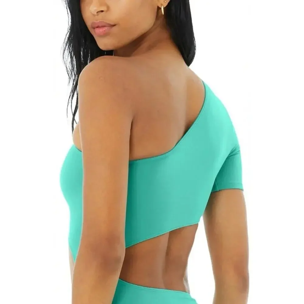 NWT Alo Yoga Body Wave One Piece Ocean Teal Cut Out Swim Beach Summer Size XS